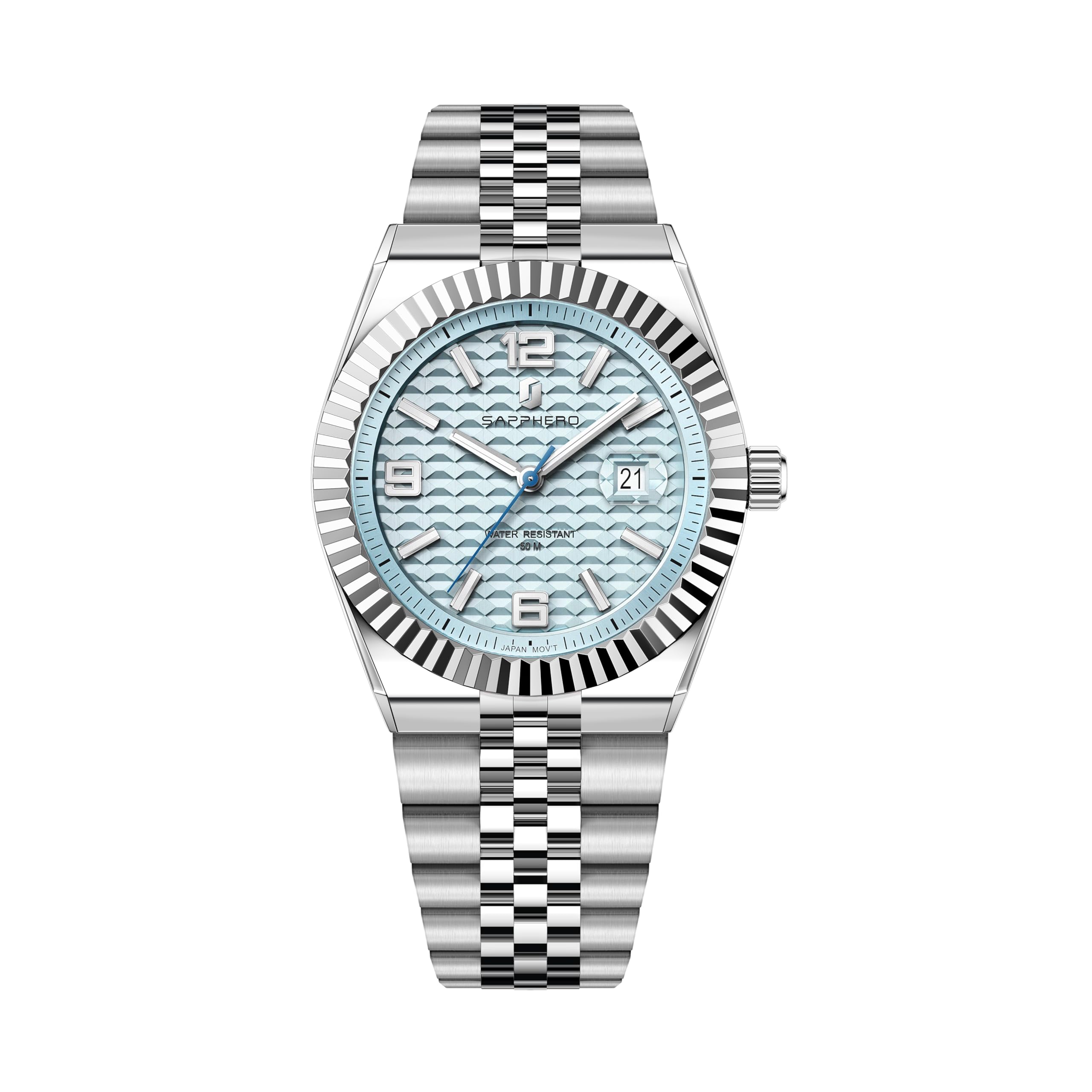 SAPPHERO Herrenuhren Herren-Quarz-Analoguhr Edelstahlarmband mit Datumsfenster Leuchtende Designeruhr 50 m wasserdicht Luxusuhr