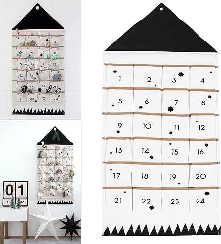 Miniatura 3 de Homoyoyo Calendario de Adviento de cuenta regresiva de Navidad con bolsillos de días, cuenta regresiva de Navidad para colgar en la pared, bolsa de