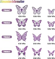Vista 5 de SAOROPEB - Calcomanía de mariposa 3D para pared, 48 piezas, 4 estilos, 3 tamaños, extraíble, mariposa morada para decorar cumpleaños, fiestas