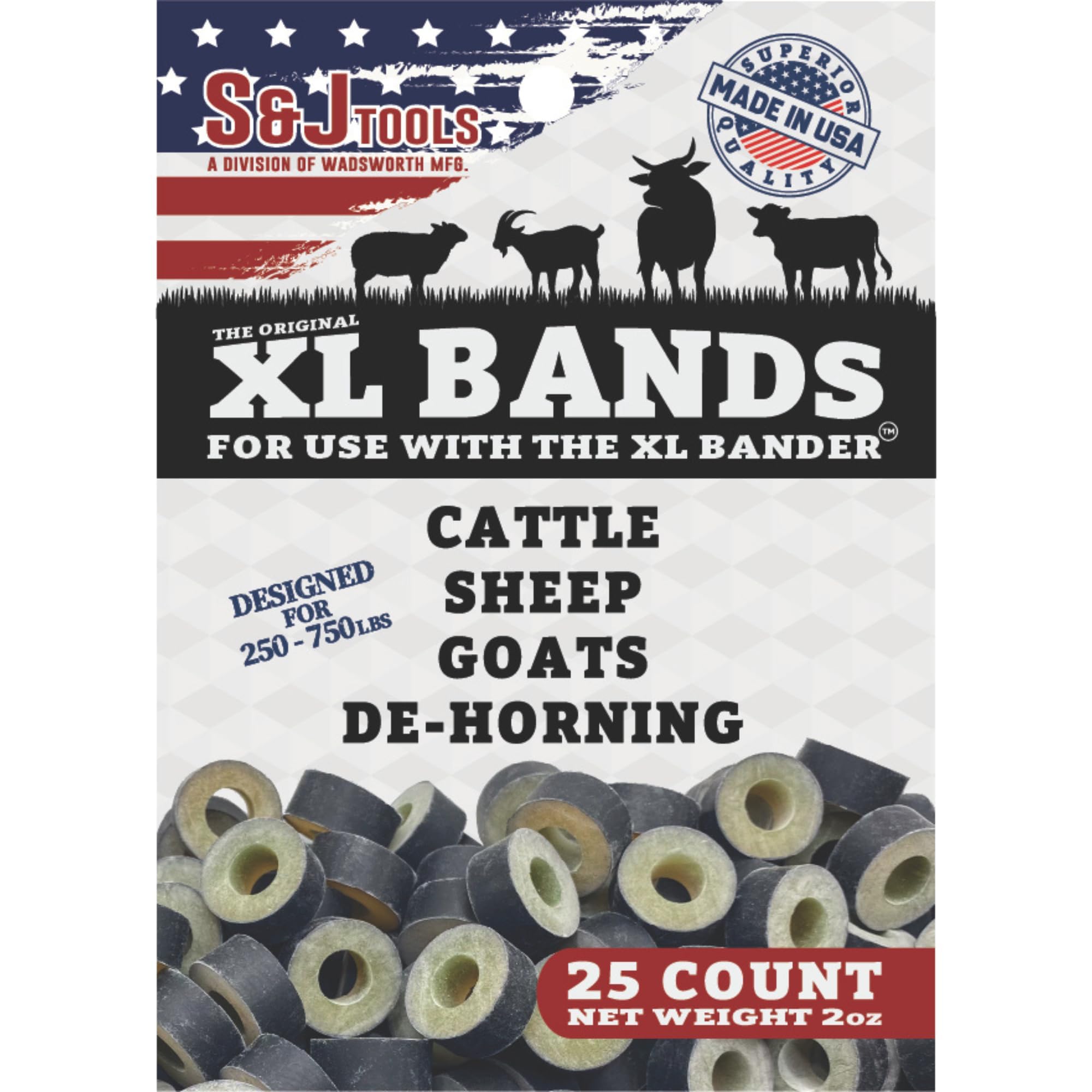XL Bull Tri Bander Rings Bands 25 Count Castrate Cattle Sheep Goat