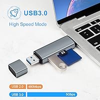 Vista 4 de BorlterClamp - Lector de tarjetas SD USB C 5 en 1, lector de tarjetas micro SD, USB C a USB 3.0 y adaptador de lector de tarjetas de memoria