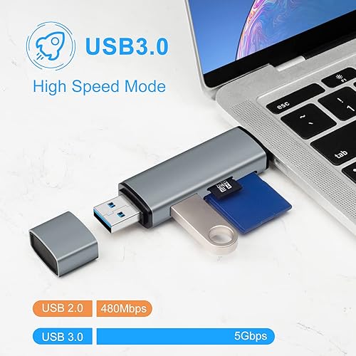 Miniatura 4 de BorlterClamp - Lector de tarjetas SD USB C 5 en 1, lector de tarjetas Micro SD, USB C a USB 3.0 y adaptador de lector de tarjetas de memoria,