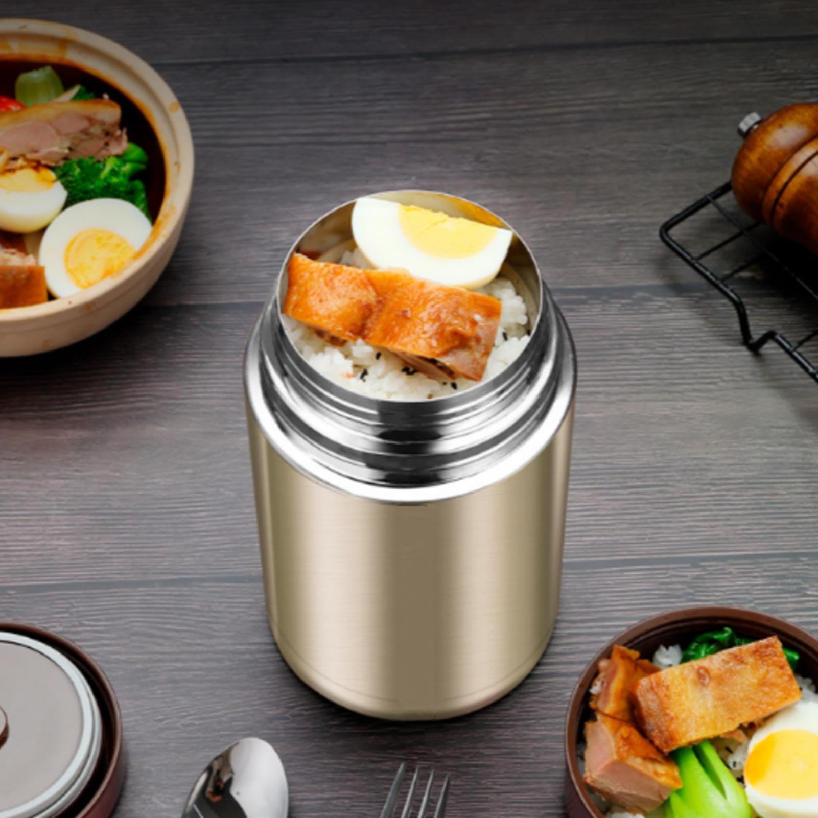 para comida caliente boles aislados al vacío de 1,2 L con cubiertos y bolsa