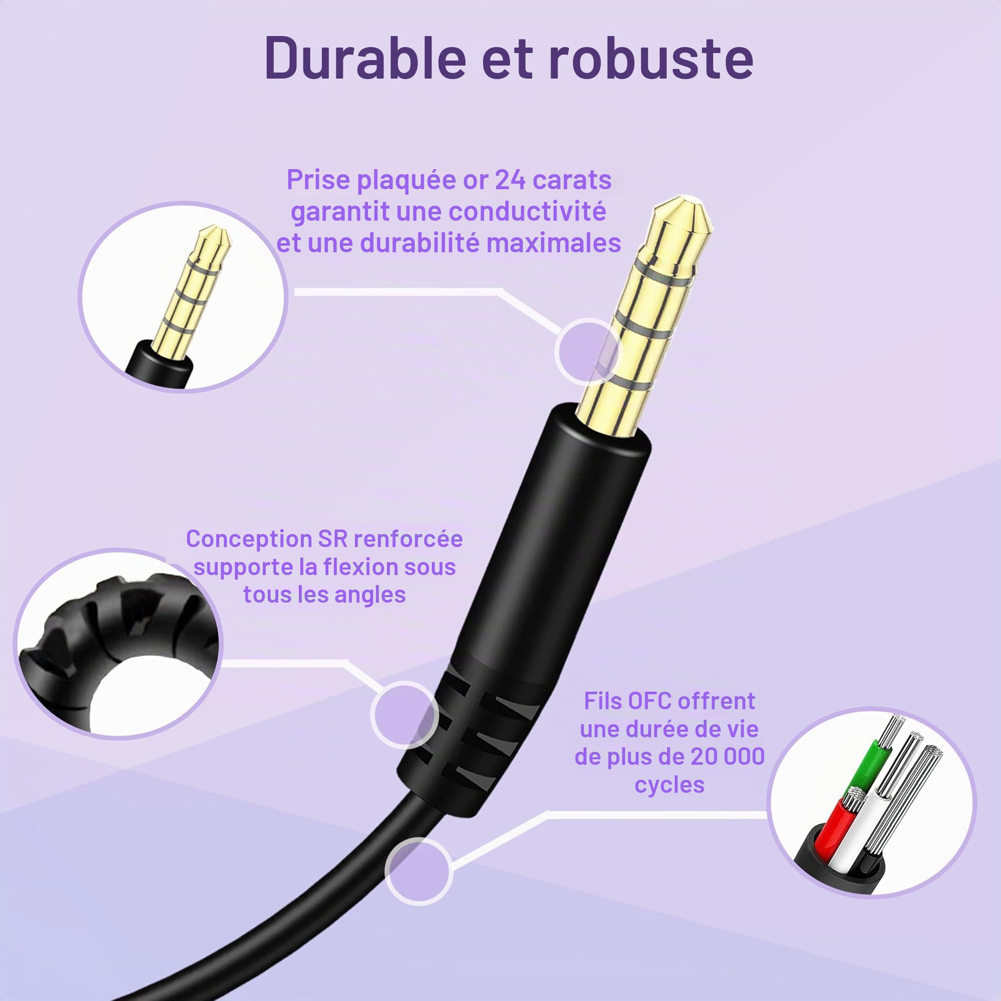 Câble Audio de Remplacement pour Casque Bose Jack 3,5 mm à 2,5 mm Compatible Bose 700 Quietcomfort QC25 QC35 QC35II QC45 JBL Tune 760NC 750BTNC LIVE 660NC avec Micro et Contrôle du Volume