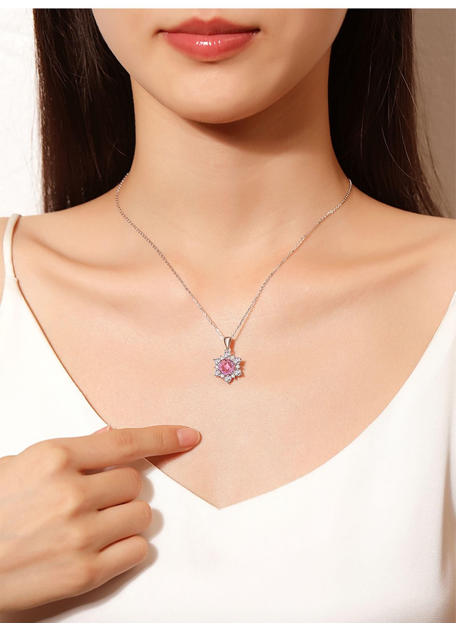 9/14/18 Kt Gold Kette Damen Zart, Lab Grown Rubin Sonnenblumen Anhänger Halskette Echt Gold