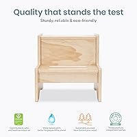 Vista 4 de Dream On Me Little Steps Taburete en color natural – Taburete sólido de madera de pino de Nueva Zelanda para niños con rieles de seguridad y base