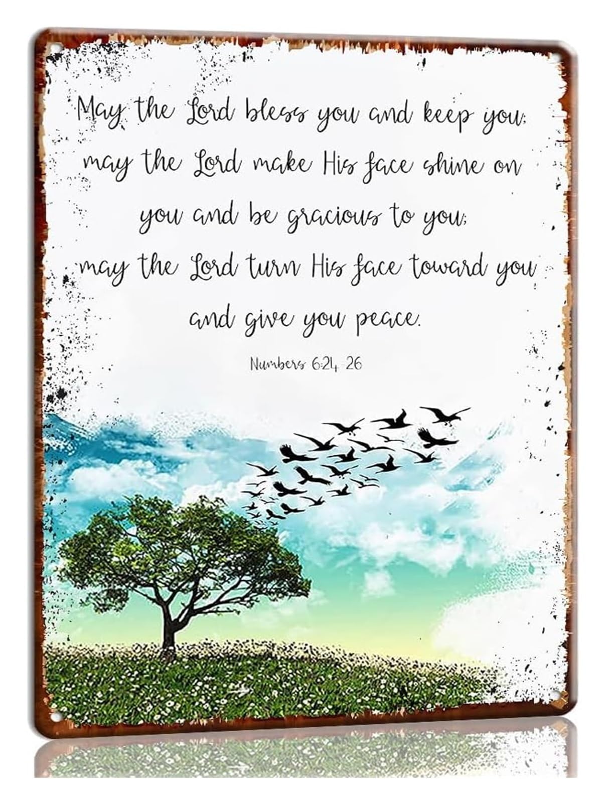 XHAJCSJWGD Metal Sign May The Lord Bless You and Keep You, Numbers 6 24 Print, Bible Verse Wall-Art, Christian Gift, Scripture Print, Bedroom Wall Decor