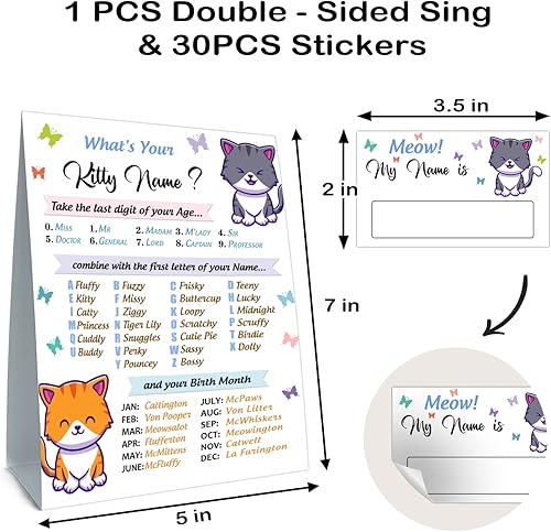 Miniatura 2 de What Your Kitty - Cartel de fiesta de cumpleaños para niños y niñas, actividades navideñas, juego de cumpleaños para fiestas de niños y adultos (1