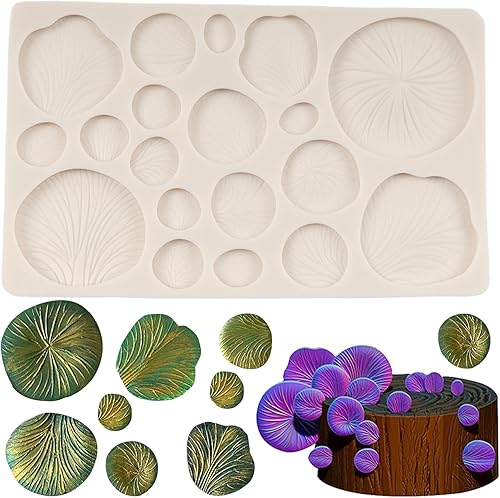 QDMOLDS Moldes de hongos para fondant, moldes de silicona para hongos, molde de chocolate para decoración de pasteles, decoración de cupcakes, pasta
