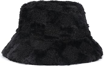 Winter Furry Bucket Hat for Women Men, Warm Fluffy Fuzzy Bucket Hats