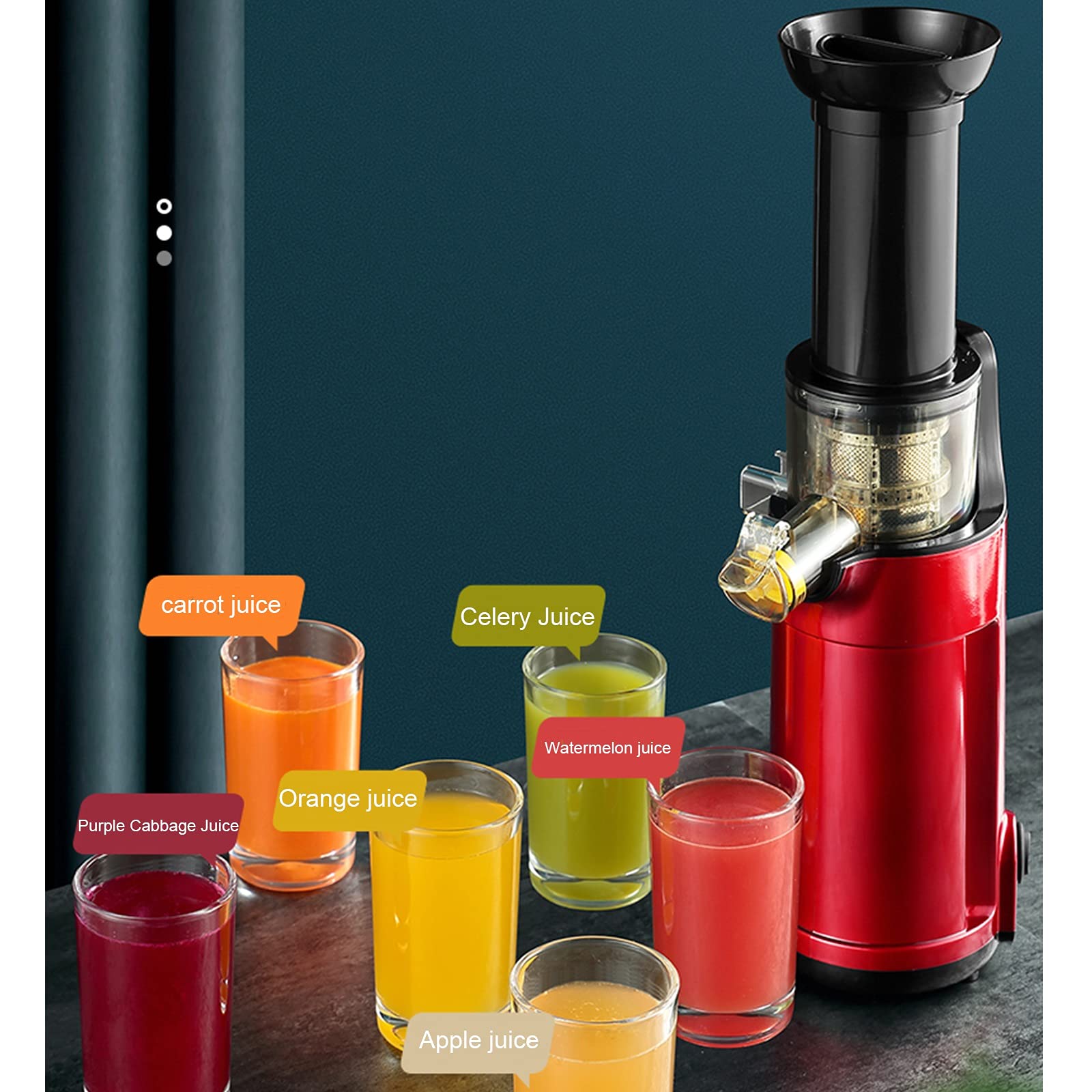 ERoomQ Portable Slow Juicer Cold Press, Lightweight Masticating Juicer Machines Vegetable and Fruit, Compact Juicer with Brush and Juice Containers