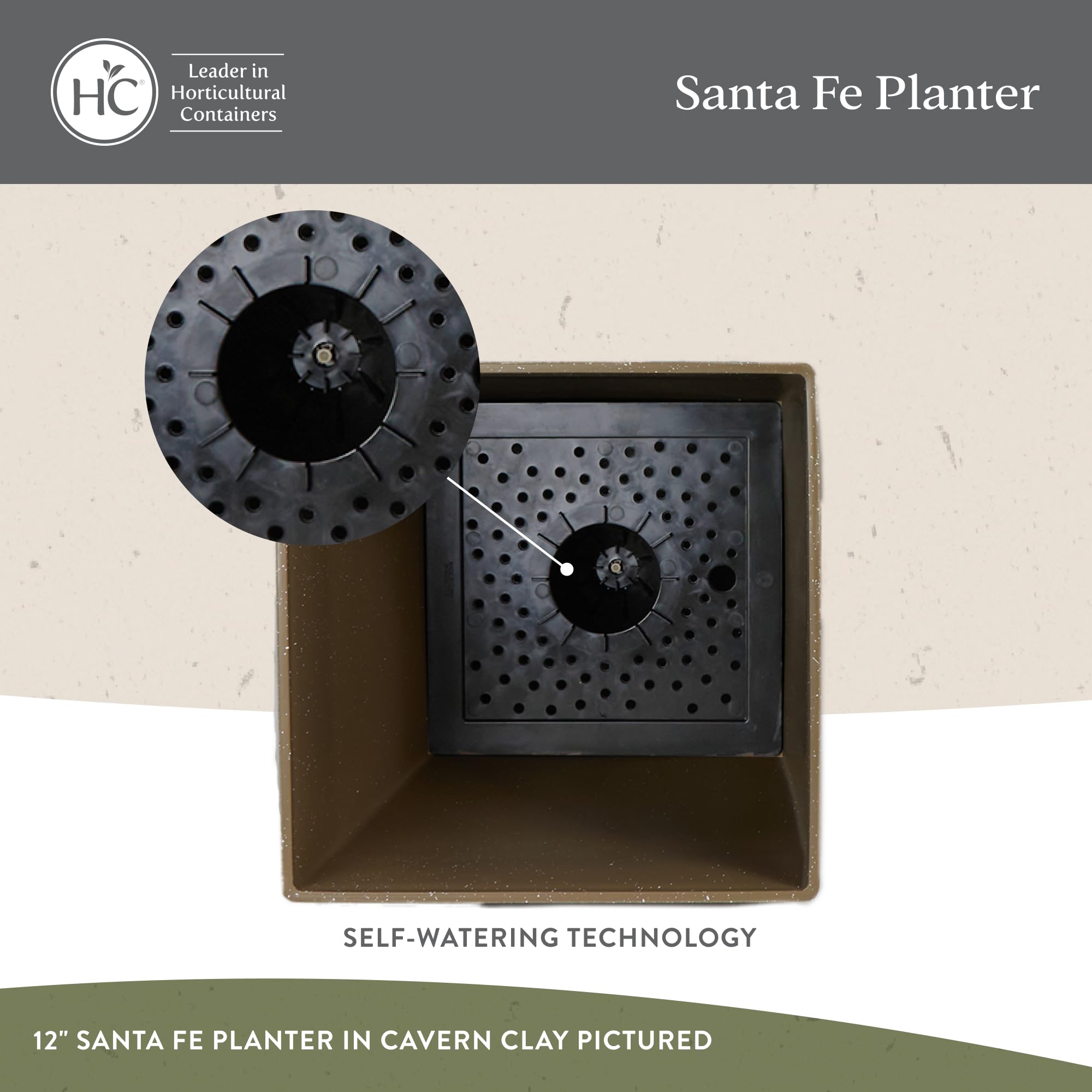Amazon.com : The HC Companies Santa Fe Square Self-Watering Pot
