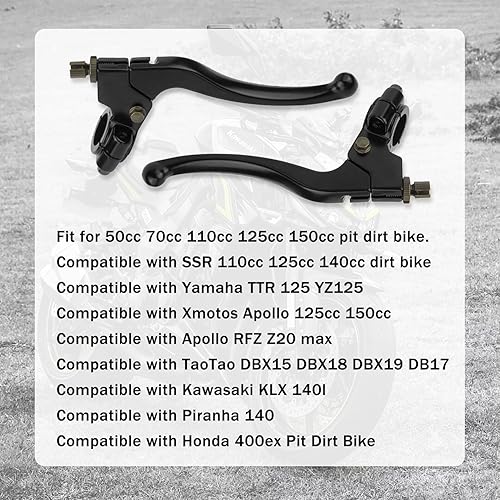 Miniatura 7 de Palanca de embrague izquierda + palanca de freno derecha, juego de embrague de aleación de aluminio y palanca de freno para manillar de 78 pulgadas,