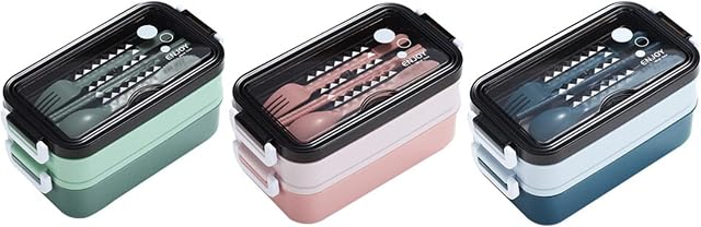 lunch box adults, 304 stainless steel and plastic Stackable Thermal Insulated Hot Food Lunch, Portable Leak-proof Bento tiffin Box for Hot Food Fit for Office School Outdoor Travel (Blue)