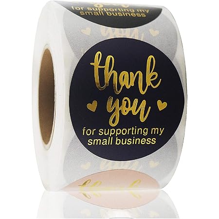 Amazon Com 2 Thank You For Supporting My Small Business Stickers Multiple Color Golden Font Design Thank You Stickers 500 Labels Each Roll Everything Else