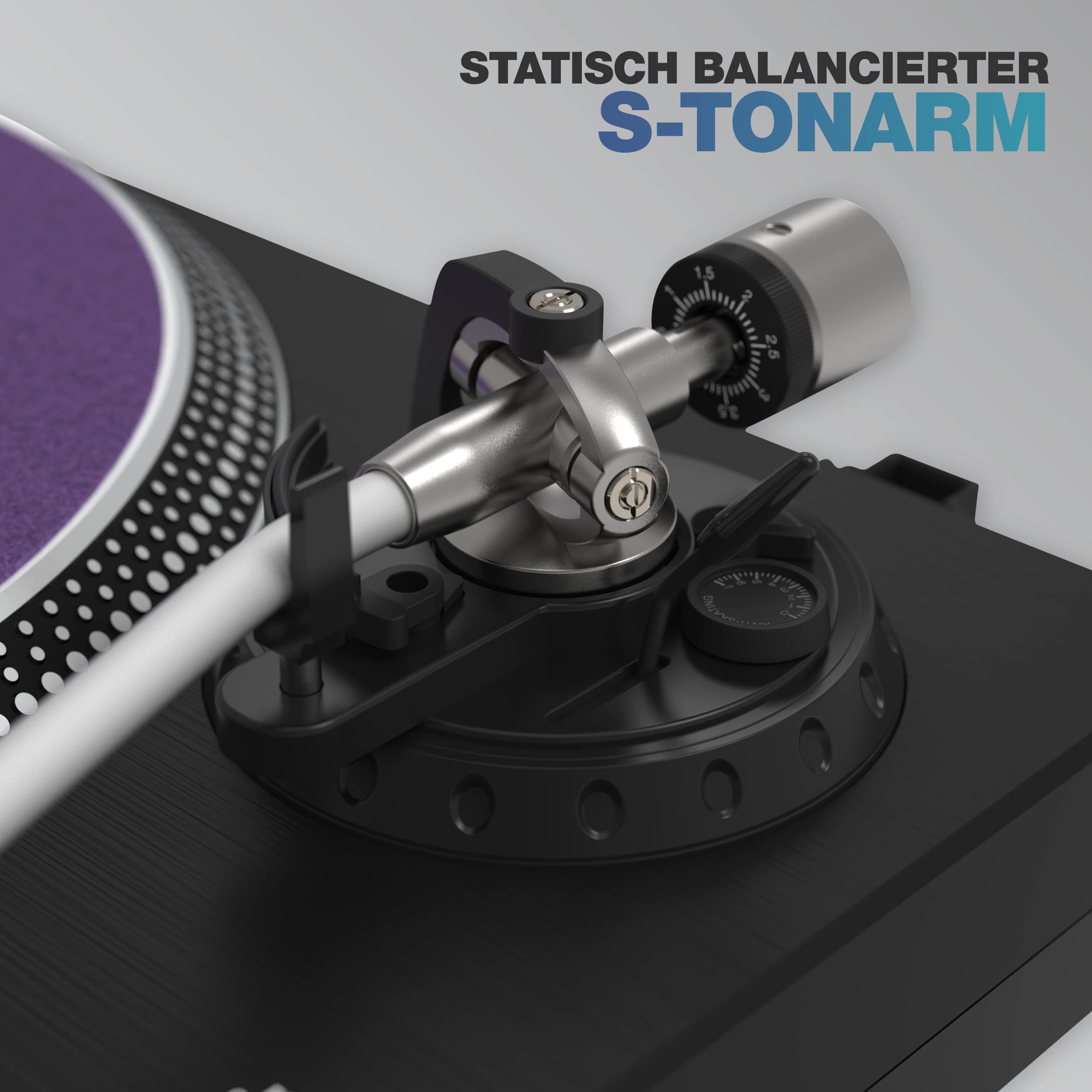 Glorious VNL-500 USB | Quarzgesteuerter Plattenspieler mit Direktantrieb, Ideal als Abspielgerät für zuhause, USB-Ausgang für Digitalisierungsfunktion, 2 Geschwindigkeiten (33 1/3 & 45 RPM)