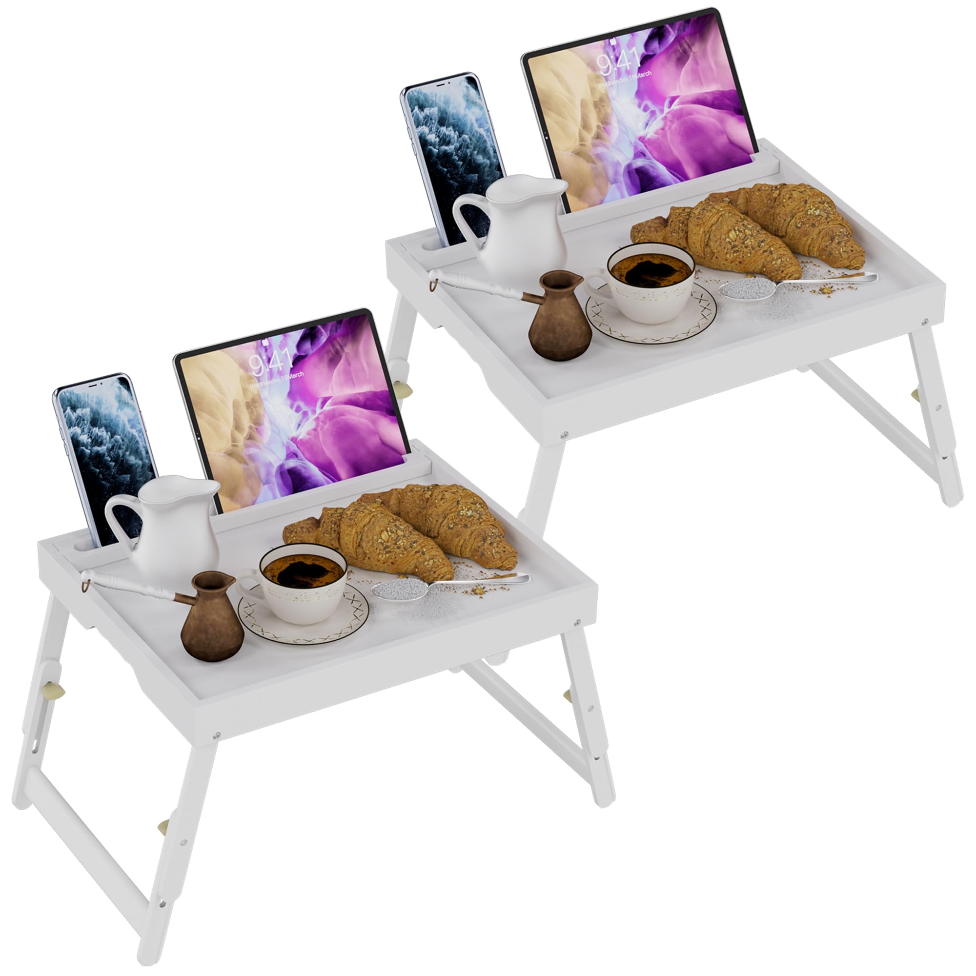 Plateau de lit pour manger pliable et support ordinateur portable réglable