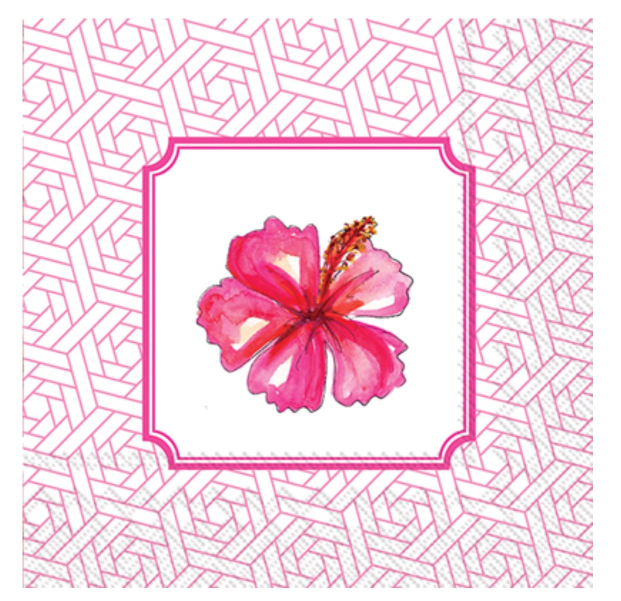 MesaFina Rosanne Beck Hibiscus Paper Luncheon Napkins, Pink, 40 ct
