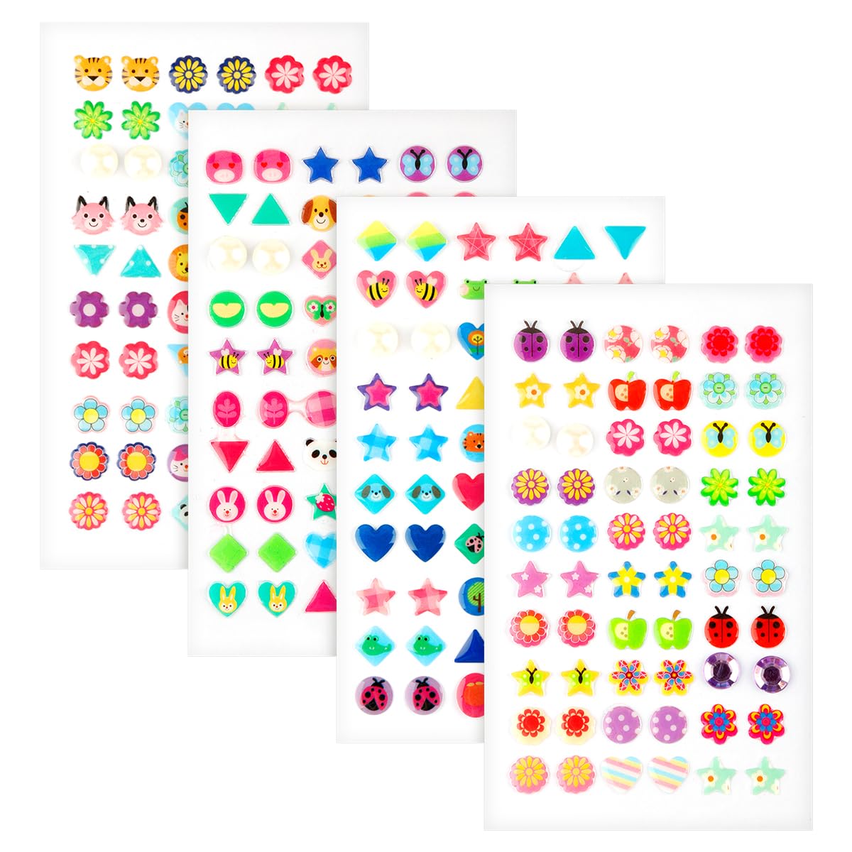 Lotsdonxia 240PCS Children's Three-Dimensional Earrings Stickers DIY Colorful Diamond Stickers Crystal Stickers Decoration Suitable for Nails, Ears, Books Decorative Dress Up