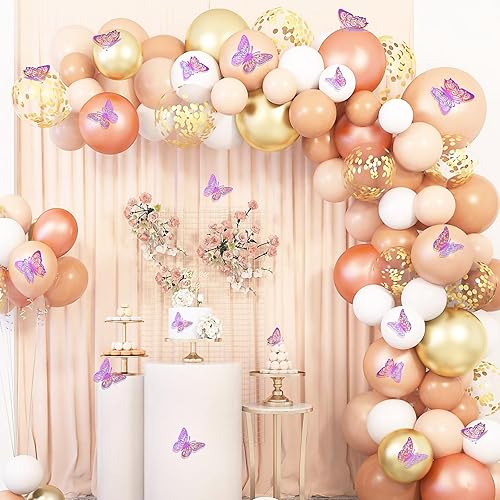 Miniatura 10 de Crosize 72 piezas de decoración de pared de mariposa 3D rosa, 3 tamaños, decoraciones de mariposa, decoración de pasteles, calcomanías de mariposa