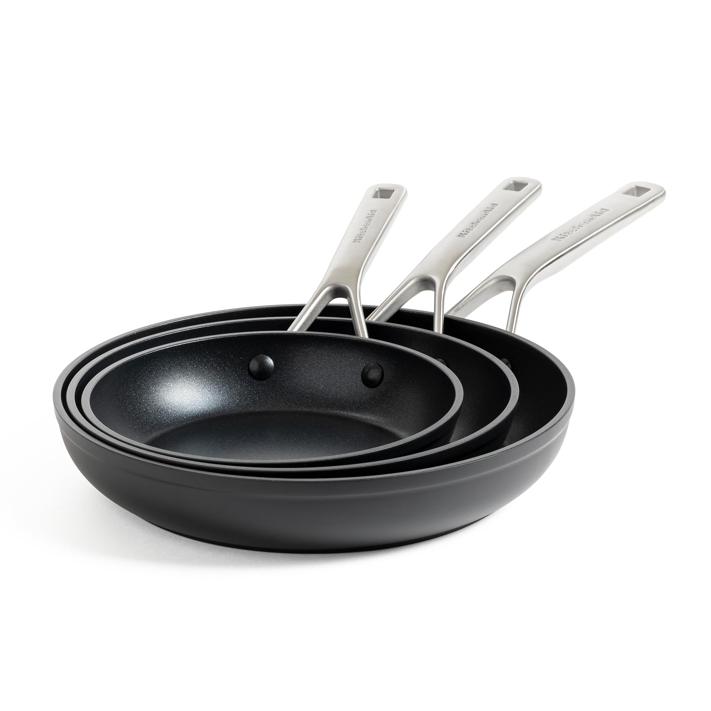 Kitchenaid Bratpfannen-Set - Classic Forged Aluminium - Induktionsgeeignet, PFAS-freie keramische Antihaftbeschichtung - 20/24/28 cm - Ofen und spülmaschinenfest - Schwarz