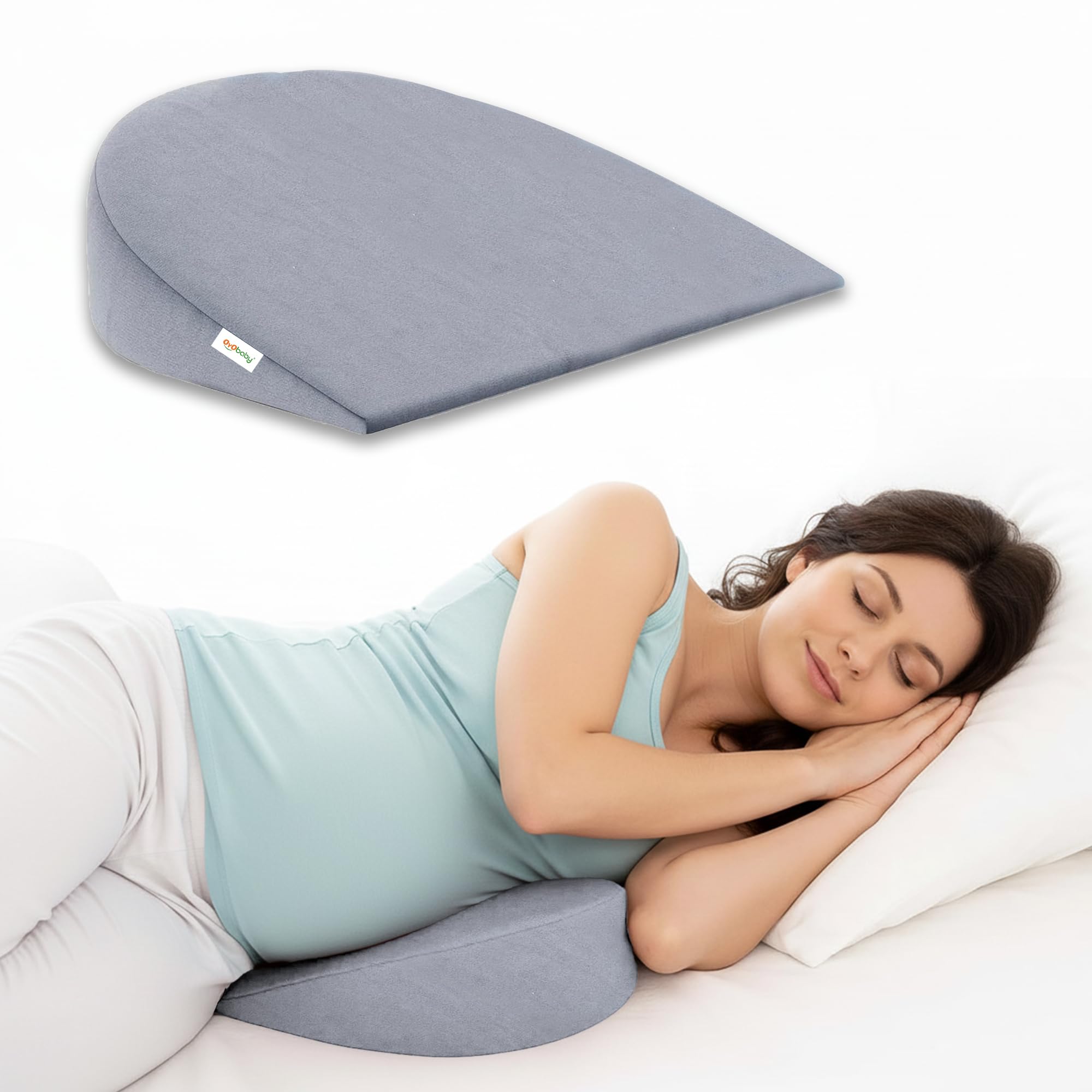 OYO BABY Memory Foam Pregnancy Wedge Pillow - Grey | Ergonomic Belly, Back & Hip Support for Expecting Moms | Comfortable Side|Sleeper Maternity Pillow-image-30