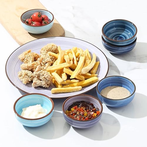 Miniatura 4 de KitchenTour - Juego de 6 cuencos para salsa de soja de 2.7 onzas, cuencos de porcelana para condimentos, sushi, ketchup, aperitivo, frutos secos,