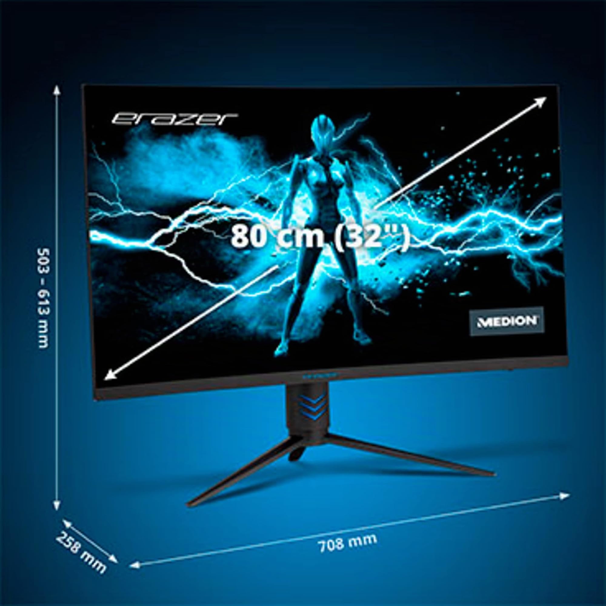 ERAZER MEDION Spectator X20 (MD 22093) 80 cm (32 Zoll) Full HD Widescreen Curved Gaming Monitor (165Hz, 1080p, Adaptive Sync, 16:9, 1ms, HDMI, Display Port, MD22093)