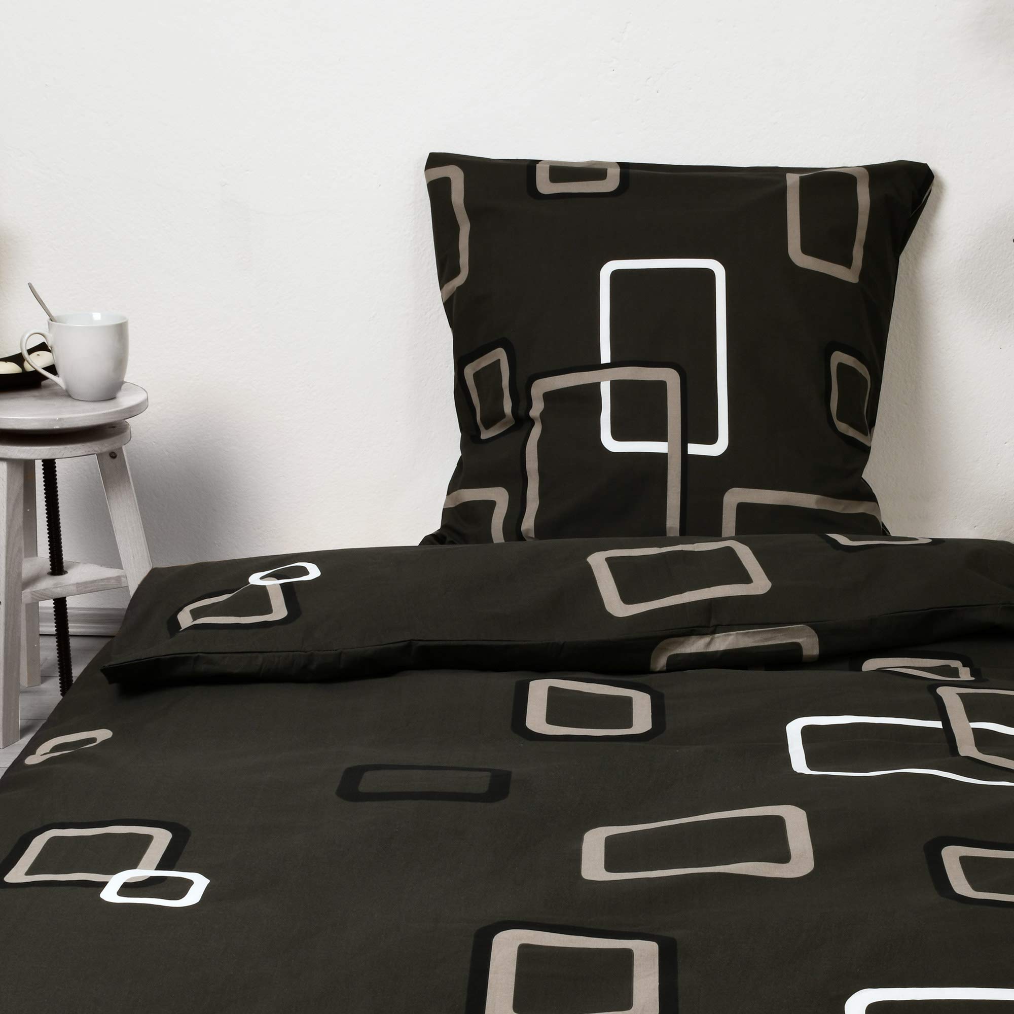 Beautissu Bettwäsche Baumwolle 4teilig Bettwäsche-Sets mit Reißverschluss | 135x200cm Kissenbezug 80x80cm 100% Baumwoll Ganzjahresbettwäsche Set 2x Bettdecken Bezug 135x200 Noa