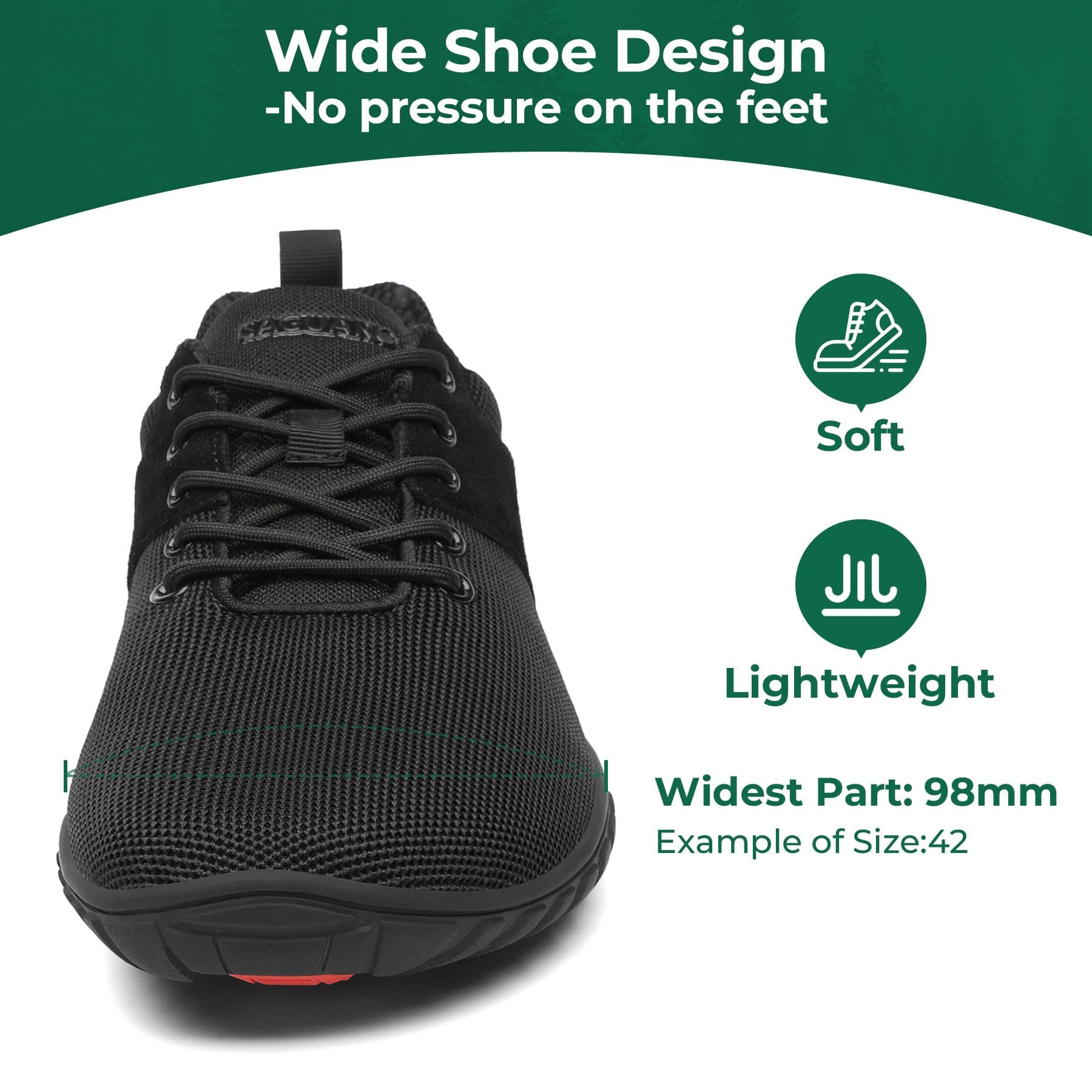 SAGUARO Scarpe Barefoot Minimaliste Uomo Donna Leggere Scarpe a Piedi Nudi con Zero Drop Soles e Wide Tox Box Gr.36-48