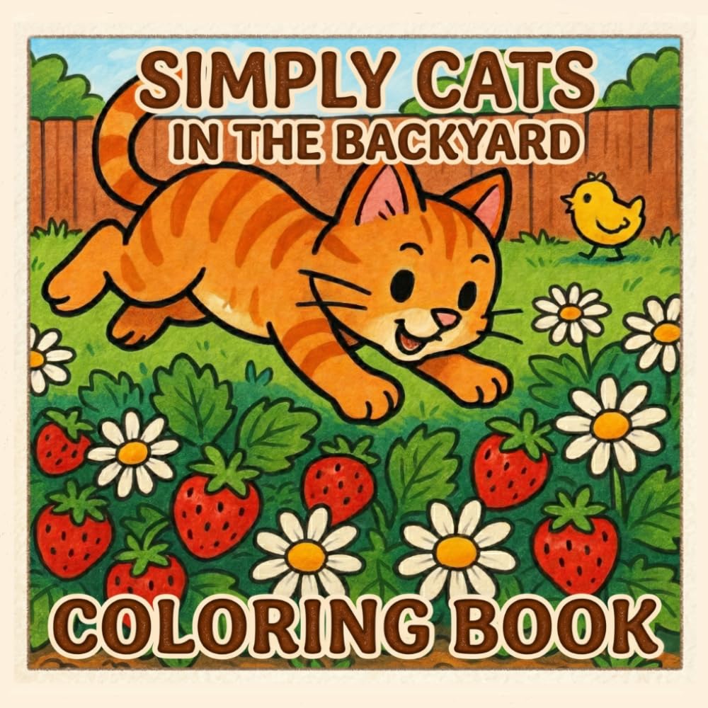 Simply Cats In the Backyard: An Easy and Relaxing Coloring Book Featuring Playful Kittens, Cute Furry Friends, and Beautiful Garden Scenes