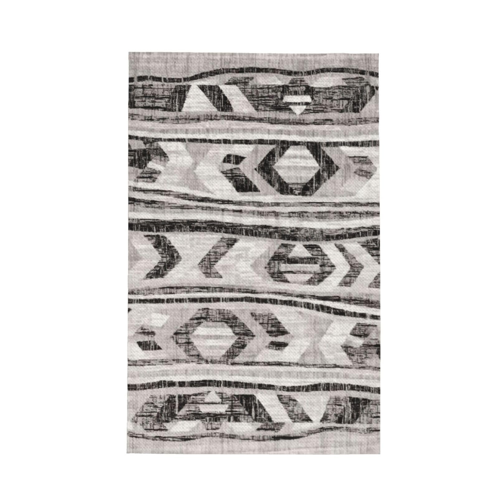 aabkjgfr Grey Tribal Print Waffle Kitchen Towels,Absorbent Dishcloths,Household Tableware Wipes,Multi-Functional Tea Towels