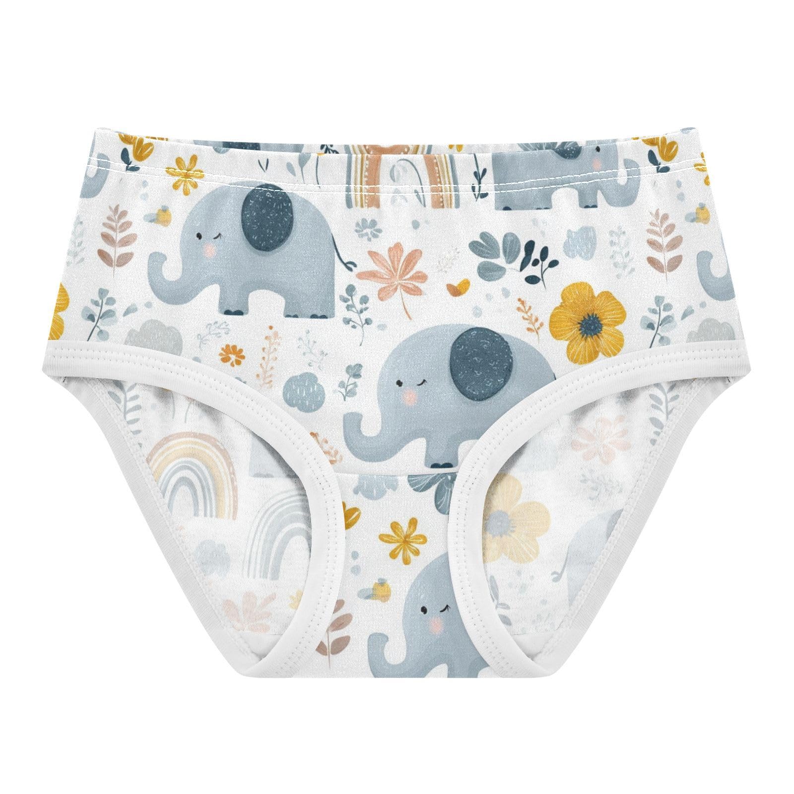 Wusikd Cute Elephants Rainbows Girls Underwear Cotton Girls Briefs Soft Toddler Underwear 2T