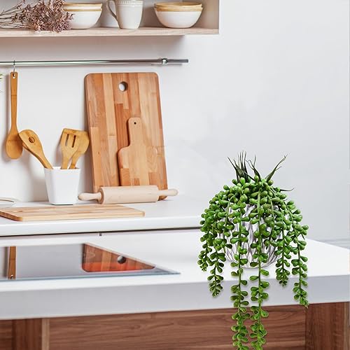 Miniatura 8 de Winlyn 3 piezas pequeñas de imitación plantas artificiales de aloe lúpulo de lúpulo, plantas suculentas en macetas geométricas de hormigón gris para