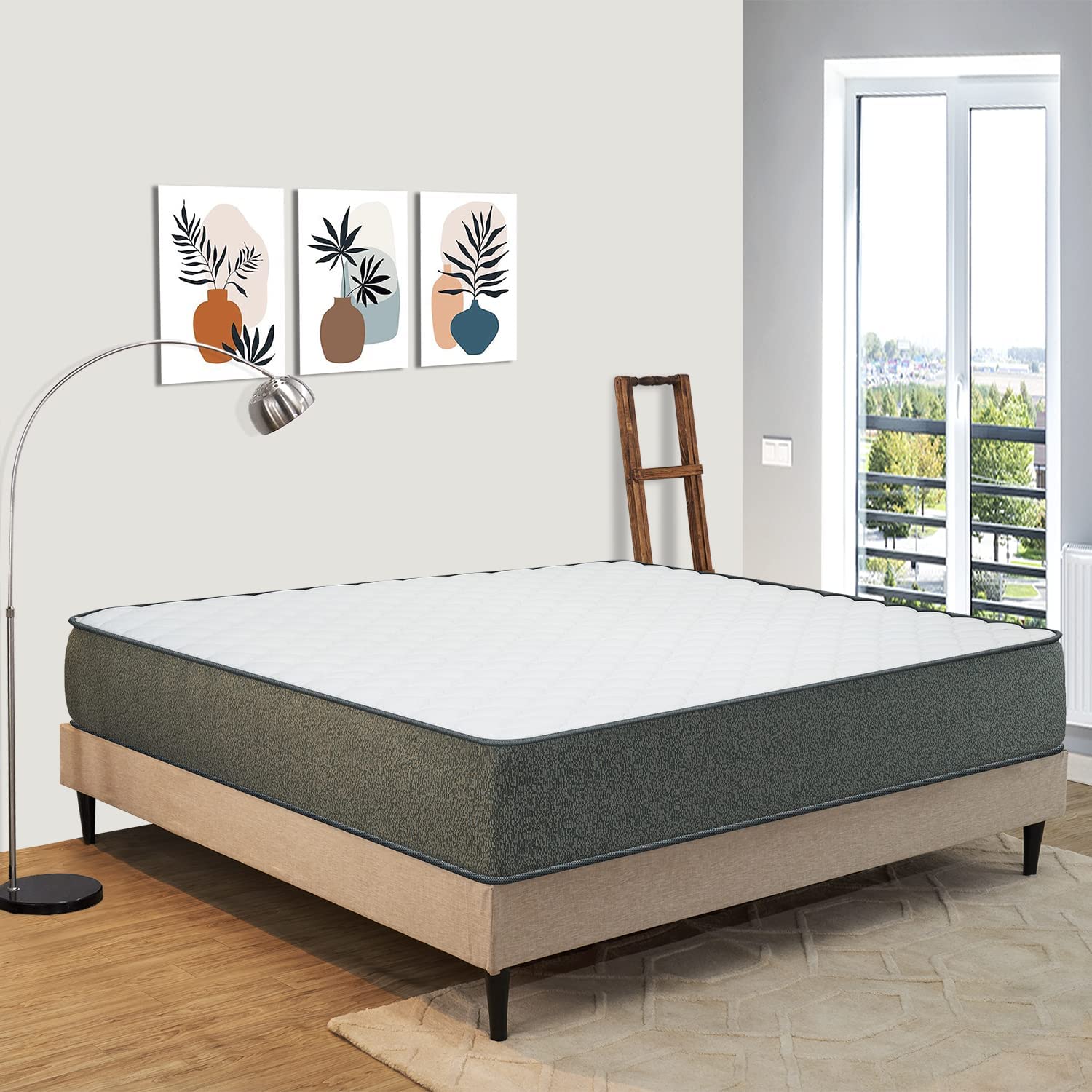FRESH UP 6-inch Medium Firm Diwan Size 3-Zone Orthopedic Pocket Spring Mattress with Certified AntiViral Protection (White::Green, 72x47x6inch_Pocket Spring)