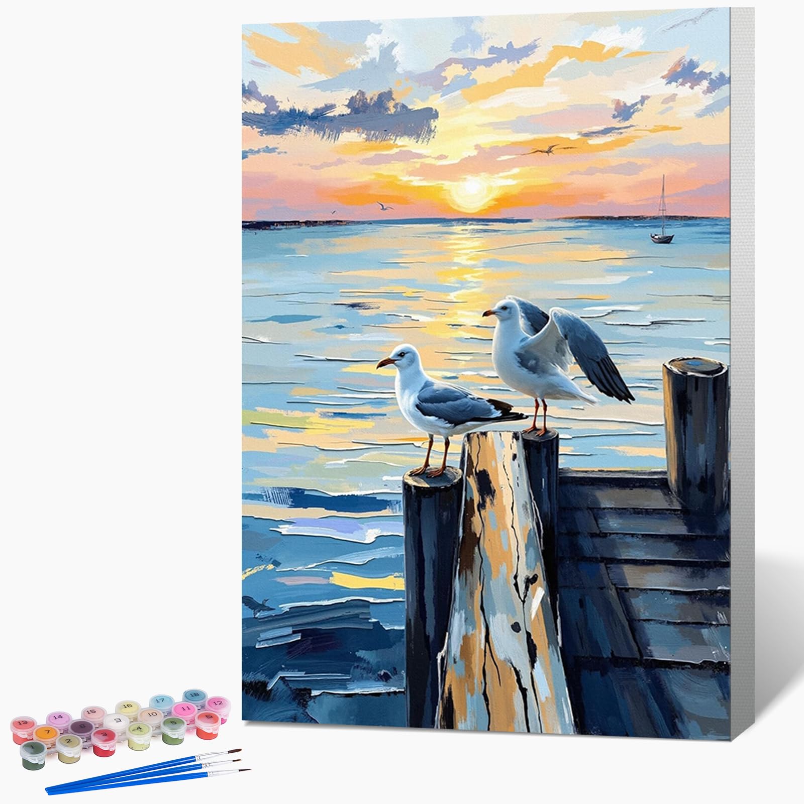 Querencia Seagull Paint by Numbers for Adults with Frame 8X12 in