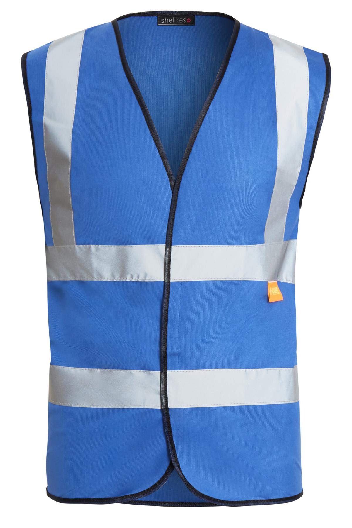 shelikes Hi Vis High Visibility Waistcoat Vest 2 Band and Brace Size Small to 4XL[BLUE, 2XL (Chest 120-128cm)]