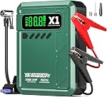 YESPER 7-in-1 Démarreur de saut de batterie de voiture avec 150PSI Air Compresseur(8L Gas/6L Diesel), 2000A 12V Booster de voiture, chargeur portable de batterie boîte de saut avec des câbles de Jumper, LCD Affichage, LED Lumières