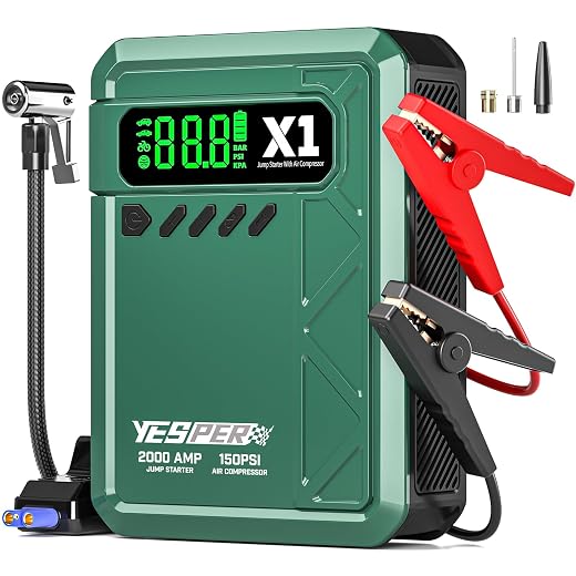 Jump Starter w/Air Compressor 2000A/150PSI (green and other colors) - $69.99