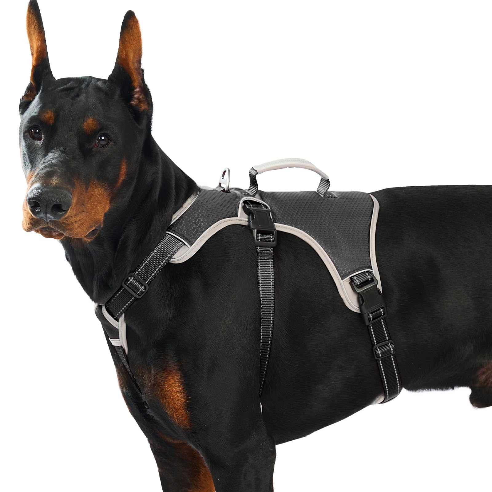 Huntboo Escape Proof Dog Harness, Escape Artist Harness, Reflective Dog Harness with Handle, Durable,Adjustable Vest for Small Medium Large Dogs