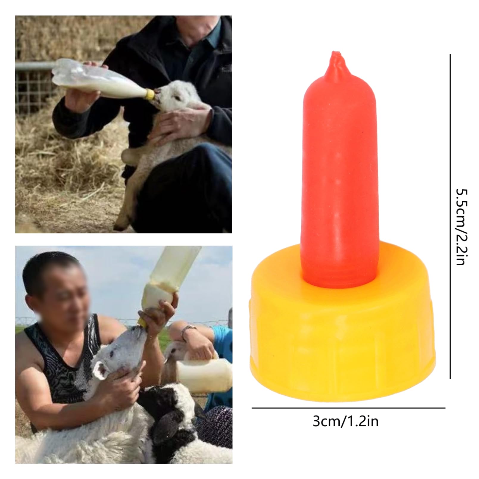 QANYEGN 10Pcs Goat Nursing Nipple, Lamb Teat Feeder Bottle, Sheep Milk Drink Nursing Feeder Nipple for Lambs and Goat