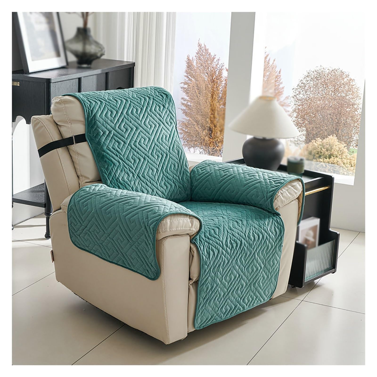 Copripoltrona Relax Reclinabile Comoda E Morbida, Fodera For Poltrona Reclinabile Con Fasce Elastiche Regolabili, Fodere For Sedia Antiscivolo A 1 Posto Poltrona(Green)