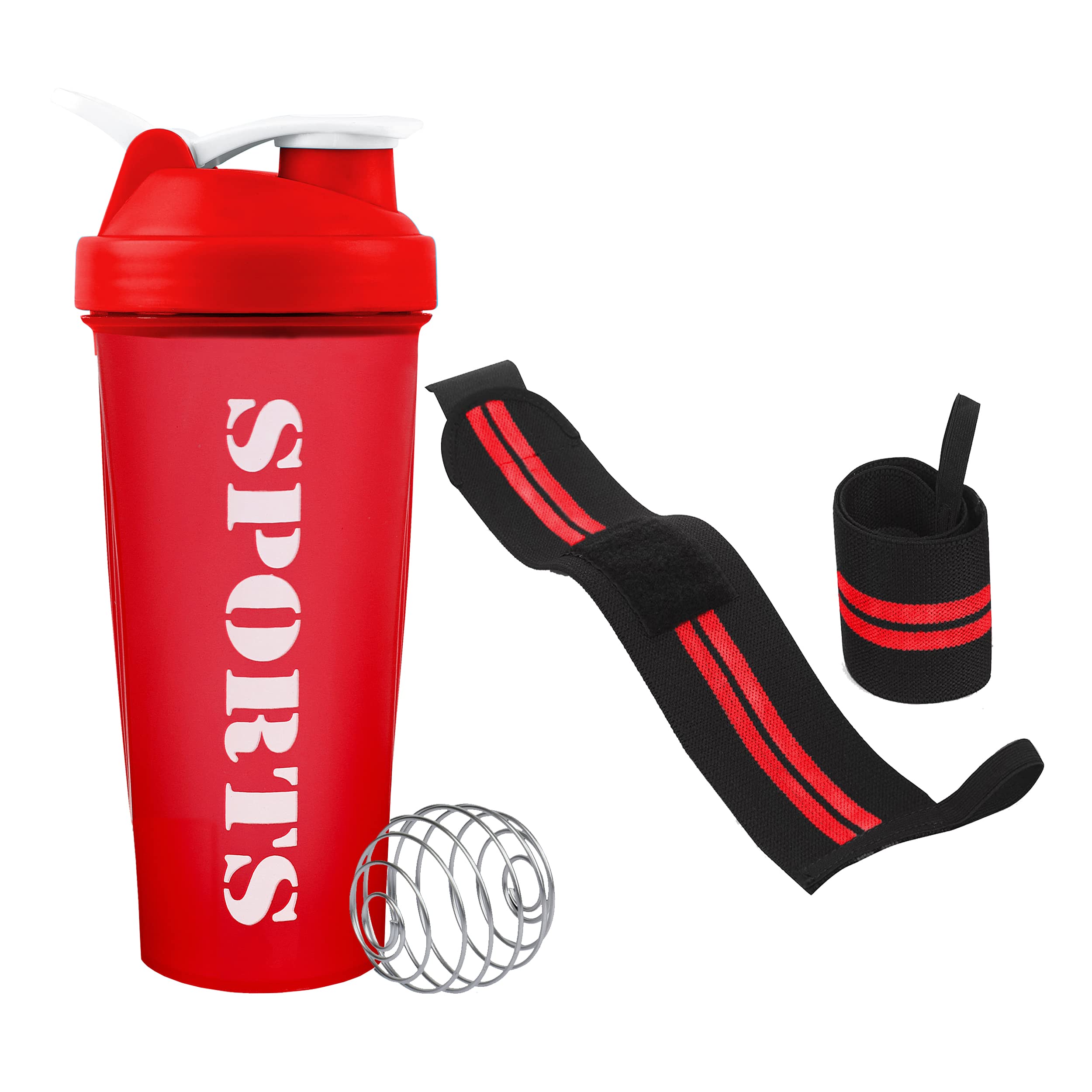 Sports Protein Shaker Bottle with Wrist Support Band for Workout & Exercise l Weightlifting l Powerlifting l Wrist Wrap l Gym Shaker l Shaker Bottle l Protein Shaker Bottle (RED)-image-21