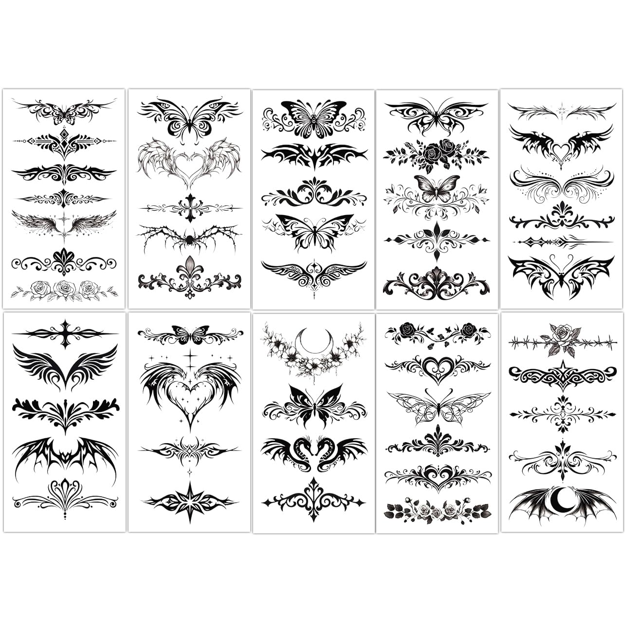 S.A.V.I 10 Sheets Black Butterfly Temporary Tattoos for Women & Girls – Waterproof Body Art Stickers | Long-Lasting, Non-Toxic Tattoo for Wrist, Neck, Back | Easy to Apply & Remove – 12x6.8cm-image-31