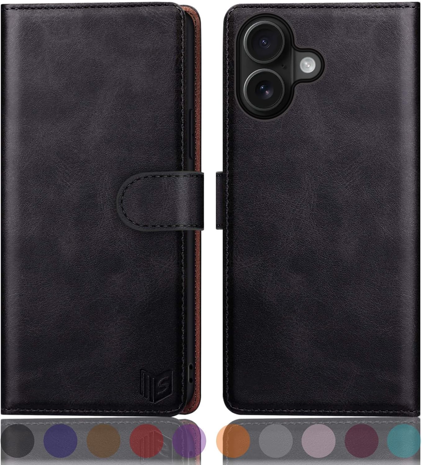 Coque iPhone 17 – SUANPOT Coque pour iPhone 17 6,3&Prime; (blocage RFID) (protection magnétique) avec emplacements pour cartes, étui de protection en cuir PU de qualité supérieure pour Apple 17 Wallet, noir