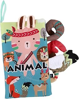 SAFIGLE Livro De Pano De Cauda Livro De Mão De Bebê Livro De Desenvolvimento Sensorial Livro De Treinamento De Cognição Livro De Cognição Animal Livros Infantis Livro De Pano Sensorial