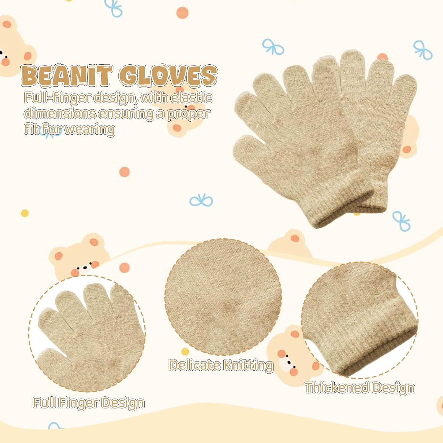 Kids Winter Hat Scarf Gloves Set Children Warm Knit Fleece Lined Pompom Hat Thick Beanie Hats Gloves for Girls Boys - Image 3