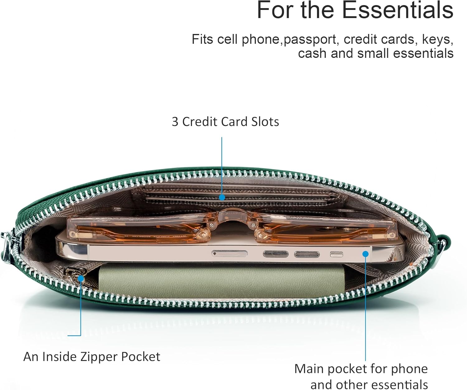 befen Black Genuine Leather Wristlet Clutch Cell Phone Wallet Purse Smartphone Wristlet Wallet Purses and Handbags for Women - Image 4