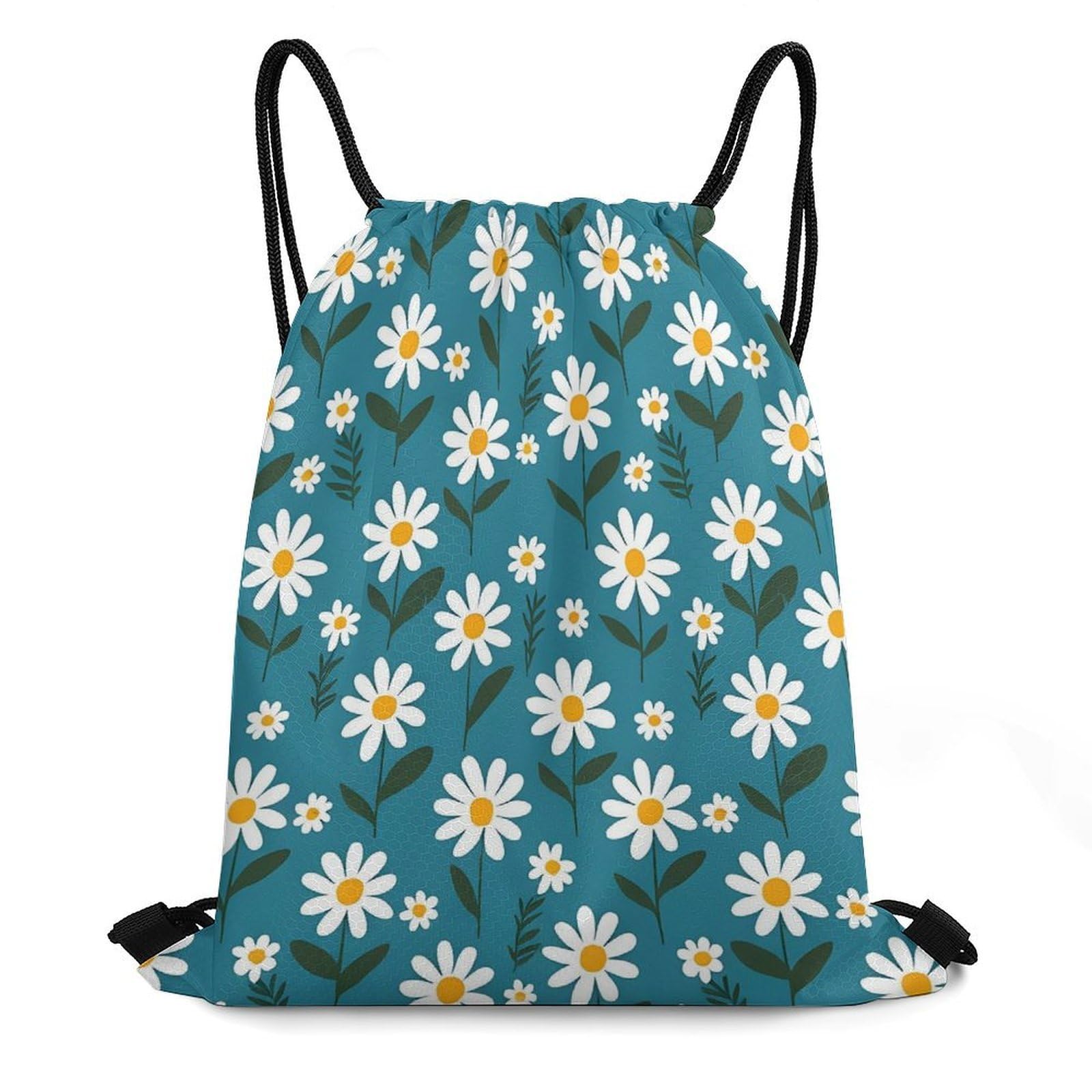 CASOWAT Beautiful Daisy Drawstring Backpack, Lightweight Daypack for Men Women Fit Travel, Sports, Gym, Travel And Beach 16x14 IN
