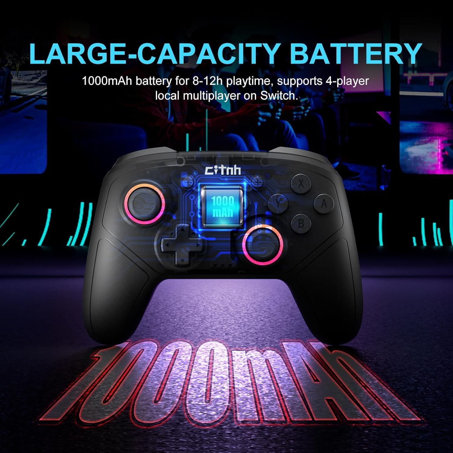linhugame Wireless Controller For Switch,Compatible with switch 2/switch/lite/OLED/steam/PC, Hall Effect joysticks,6-Axis Gyro,Wake up,Turbo,1000mAh Battery, Programmable Back Buttons(black) - Image 6
